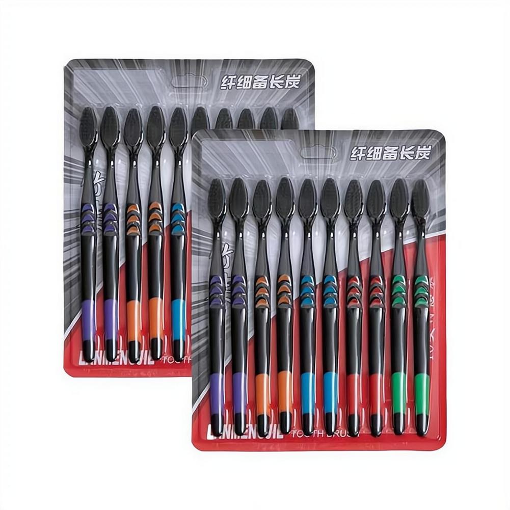 Bamboo Toothbrush Set - 10 قطع معبأة من فرشاة الأسنان