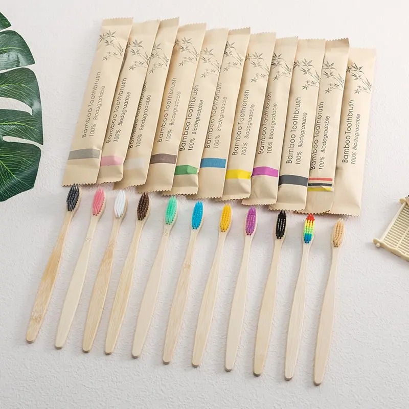 Bamboo Toothbrush Set - 10 عبوات فرشاة أسنان من الخيزران