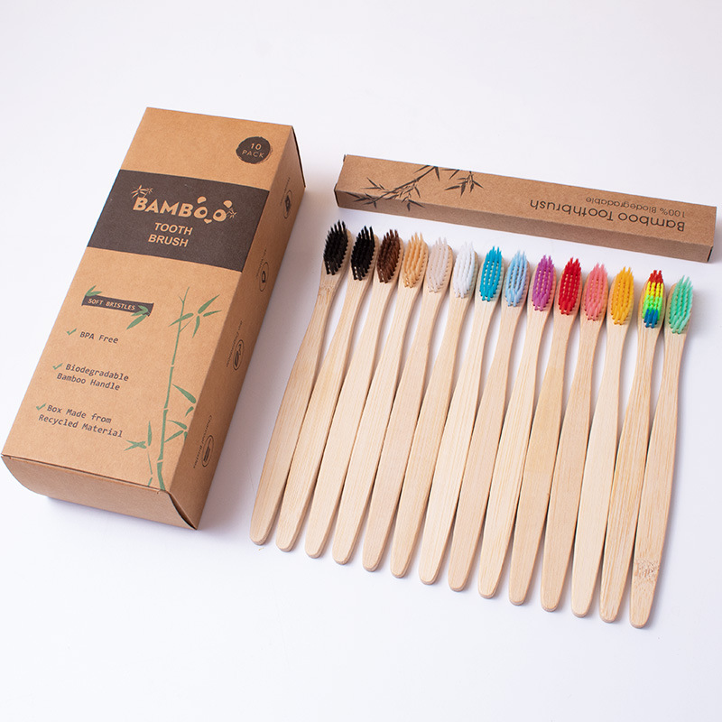 Bamboo Toothbrush Set - الكبار أشار الذيل شقة الخيزران الفحم