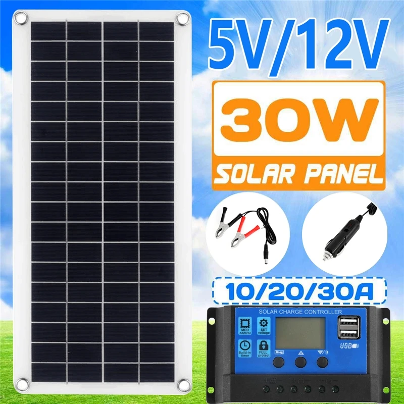 Solar Charger Panel Foldable - مجموعة اللوحة الشمسية 30 واط 12