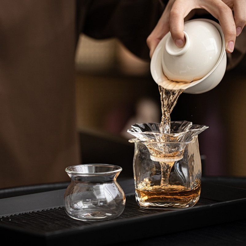 Loose Leaf Tea Infuser - مصفاة شاي زجاجية مع حامل وصحن