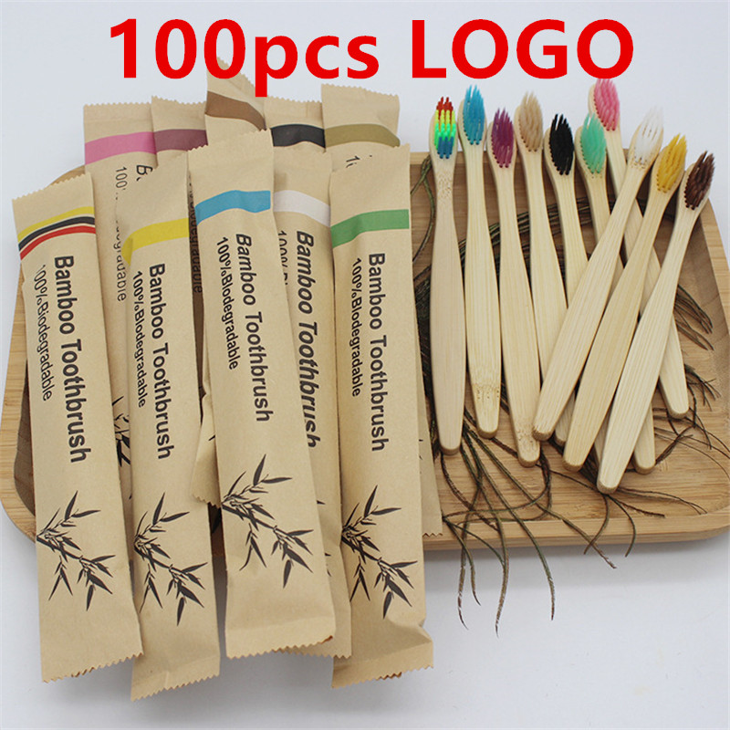 Bamboo Toothbrush Set - 50/100 قطعة شعار قابل للتخصيص لينة