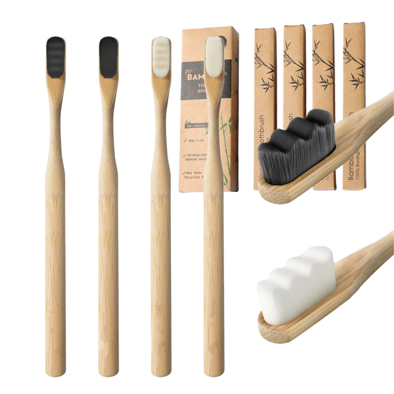 Bamboo Toothbrush Set - 4 قطع من فرش أسنان الخيزران