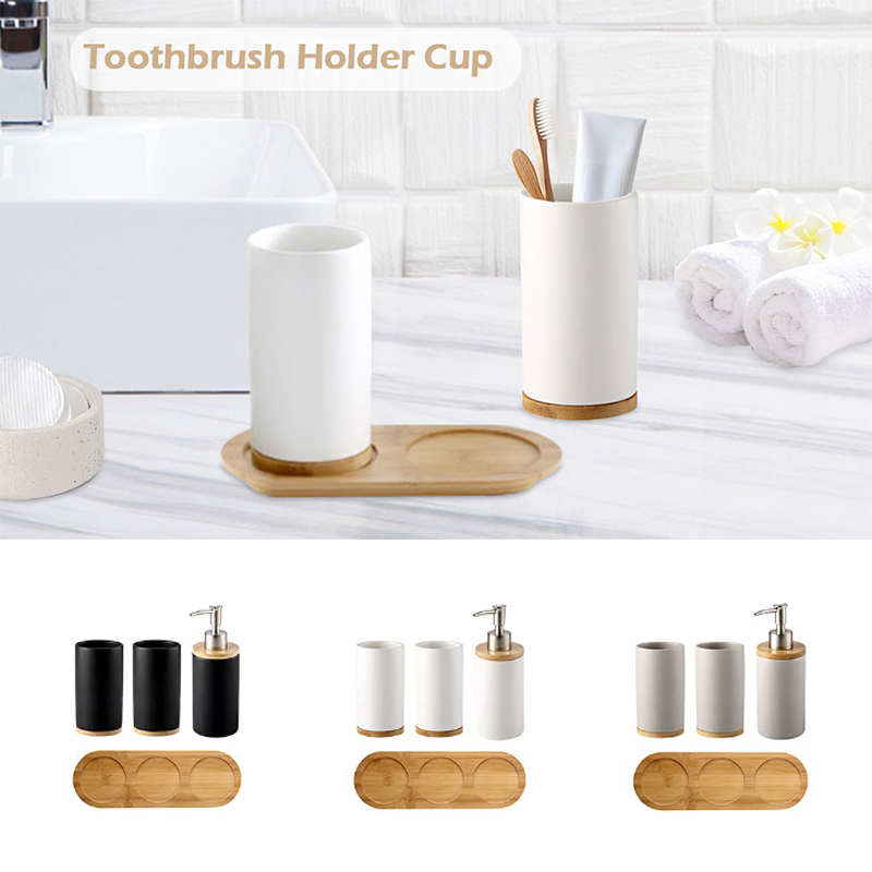 Bamboo Toothbrush Set - السيراميك الحمام مجموعة غرامة السيراميك كوب