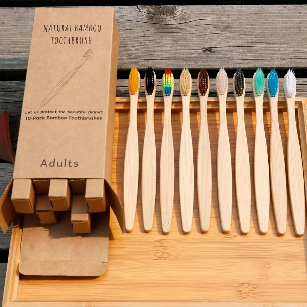 10 قطعة فرشاة الأسنان الملونة  - مراجعة Bamboo Toothbrush Set وسعره