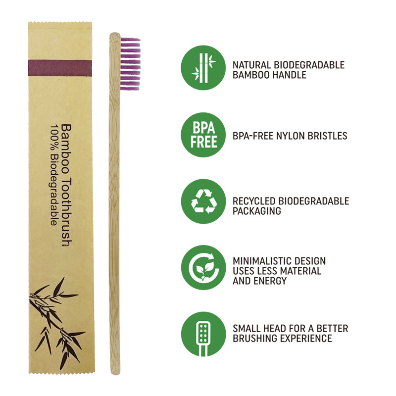50/100 قطعة شعار قابل للتخصيص  - مراجعة Bamboo Toothbrush Set وسعره