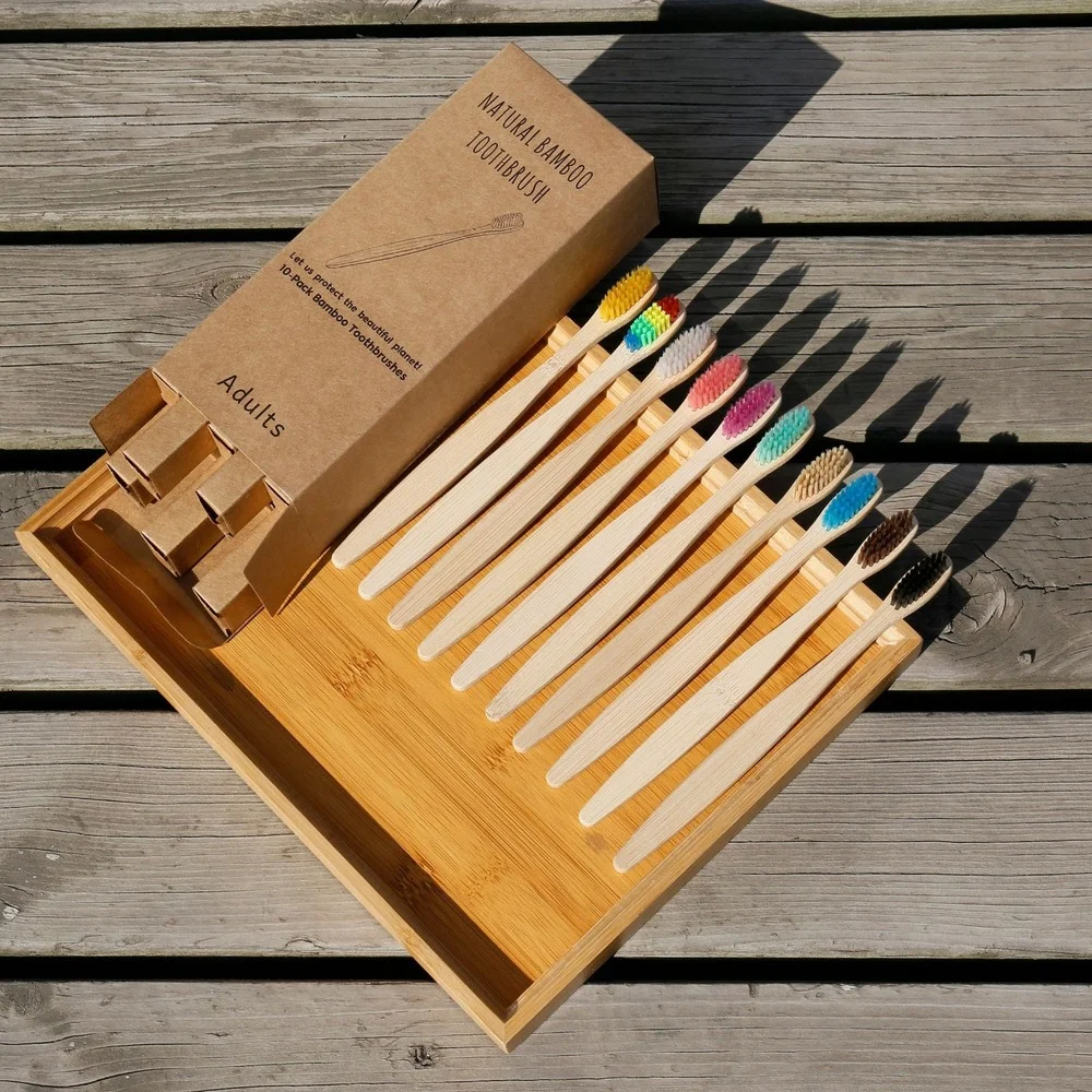 مجموعة من 10 فرش أسنان طبيعية  - مراجعة Bamboo Toothbrush Set وسعره