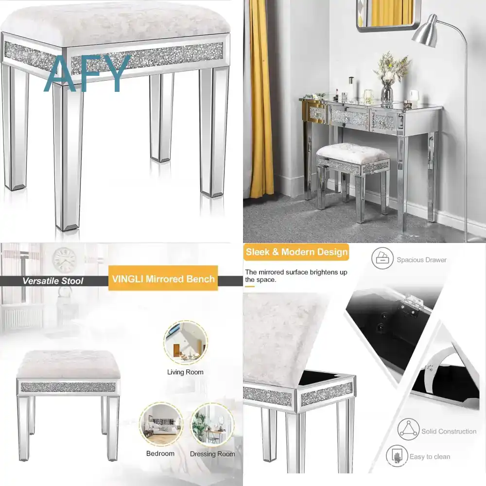 مقعد مرآة مبطن بالمخمل مع مساح - مراجعة Muji Home Storage وسعره